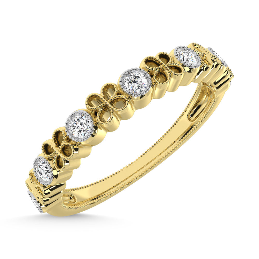 Diamante de oro amarillo de 14 quilates de 1/6 quilates total. Banda de pila