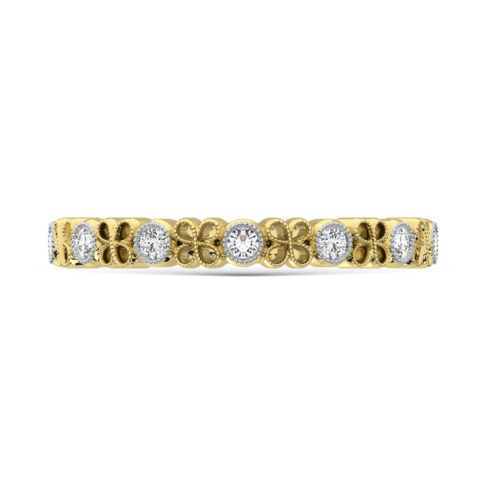 Diamante de oro amarillo de 14 quilates de 1/6 quilates total. Banda de pila