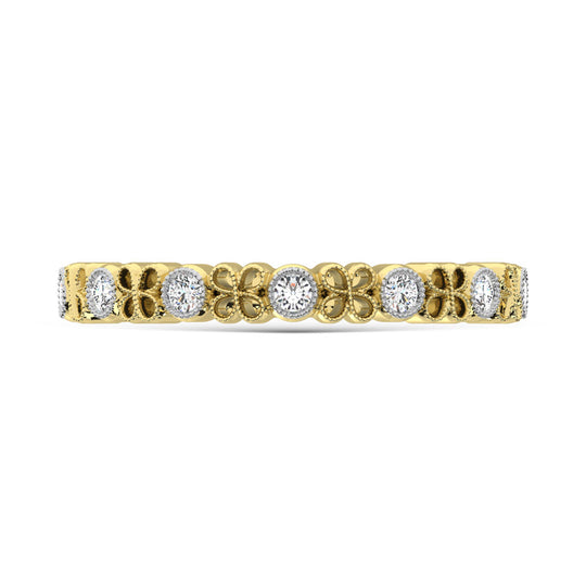 Diamante de oro amarillo de 14 quilates de 1/6 quilates total. Banda de pila
