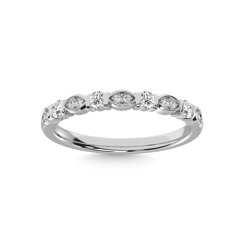 Oro blanco de 10 quilates con diamante de 1/5 qt. total. Anillo apilable