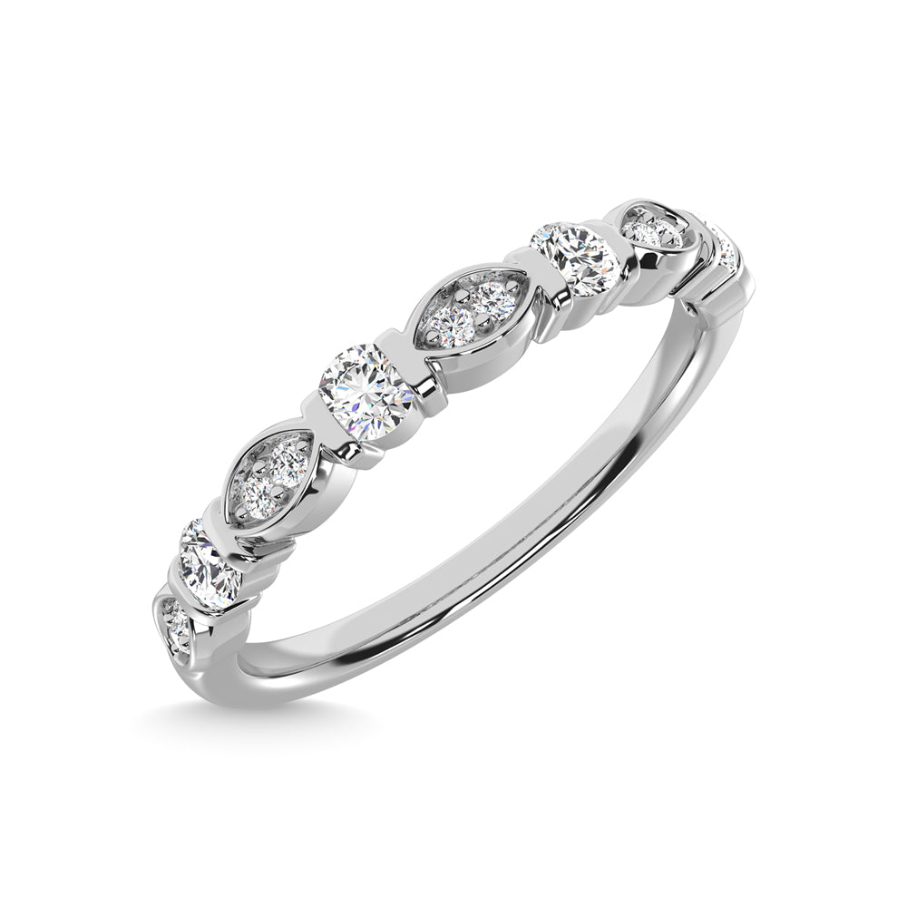 Oro blanco de 10 quilates con diamante de 1/5 qt. total. Anillo apilable