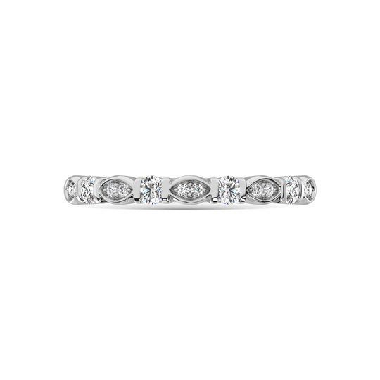 Oro blanco de 10 quilates con diamante de 1/5 qt. total. Anillo apilable