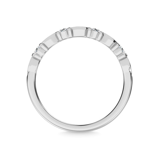 Oro blanco de 10 quilates con diamante de 1/5 qt. total. Anillo apilable
