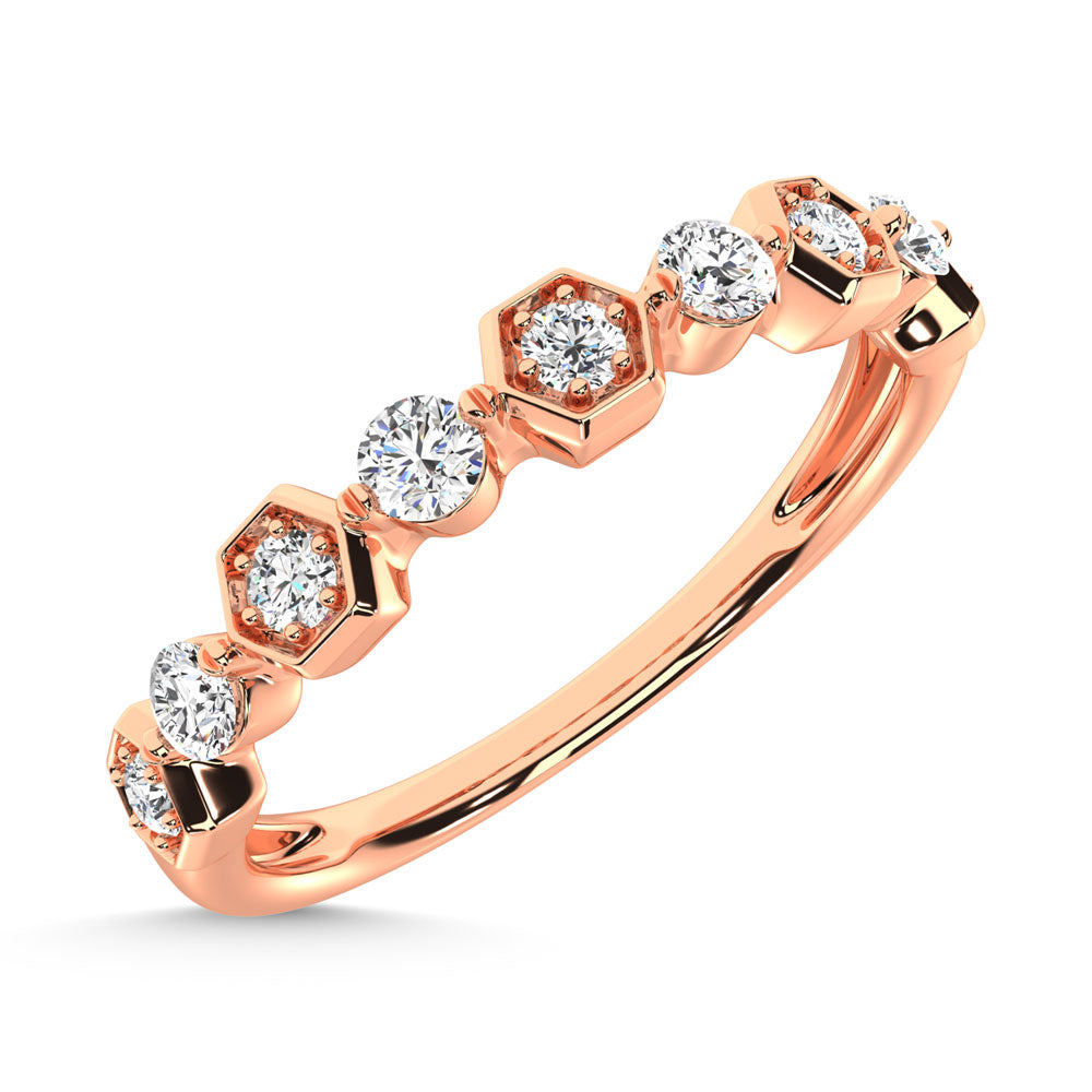 Diamante en oro rosa de 14 quilates de 1/4 qt. total Banda de pila