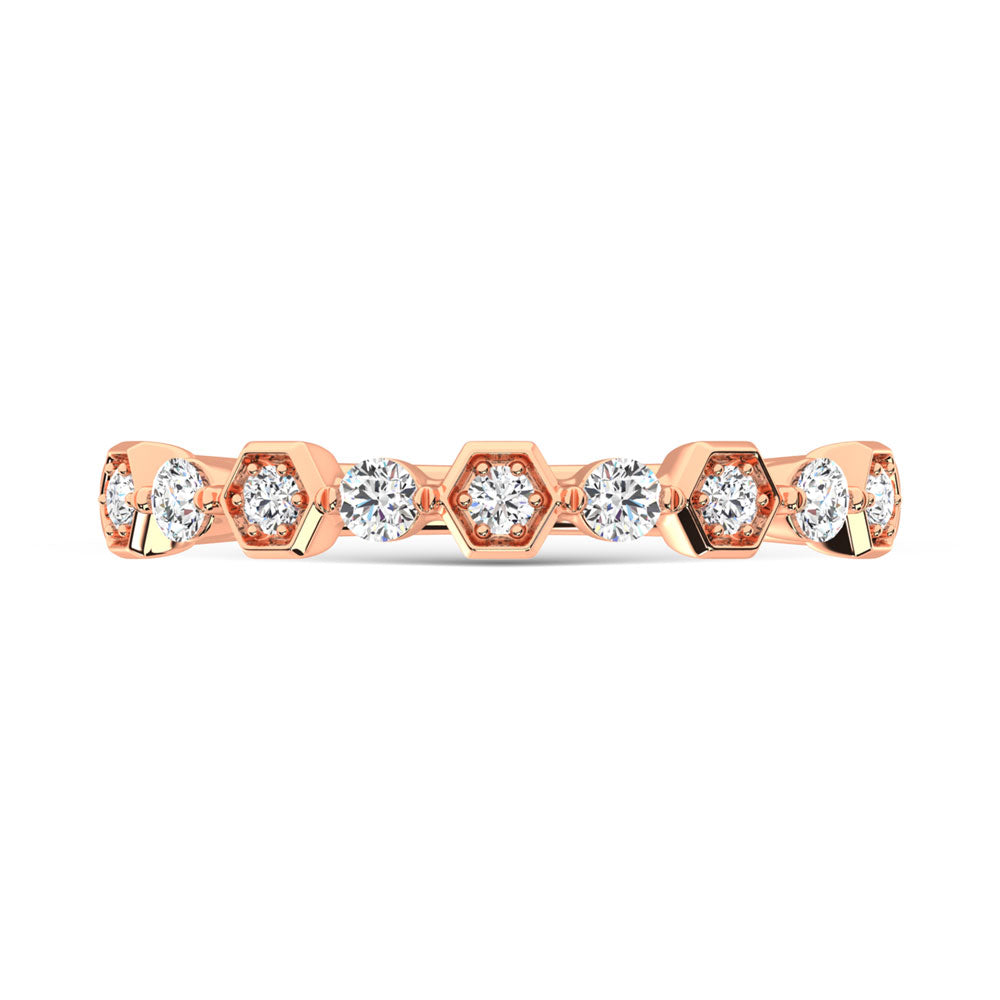 Diamante en oro rosa de 14 quilates de 1/4 qt. total Banda de pila
