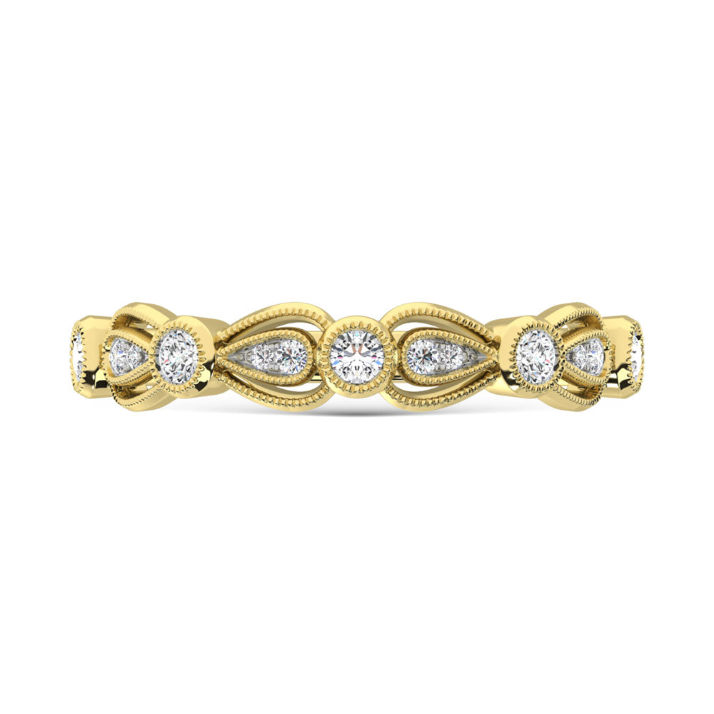 Diamante de oro amarillo de 14 quilates de 1/4 qt. total Banda de pila