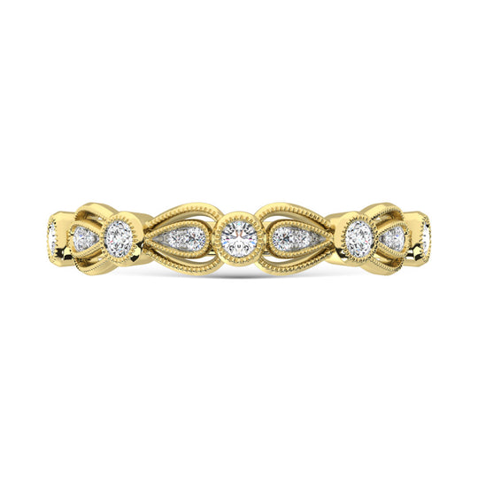 Diamante de oro amarillo de 14 quilates de 1/4 qt. total Banda de pila