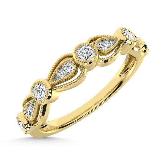 Diamante de oro amarillo de 14 quilates de 1/4 qt. total Banda de pila