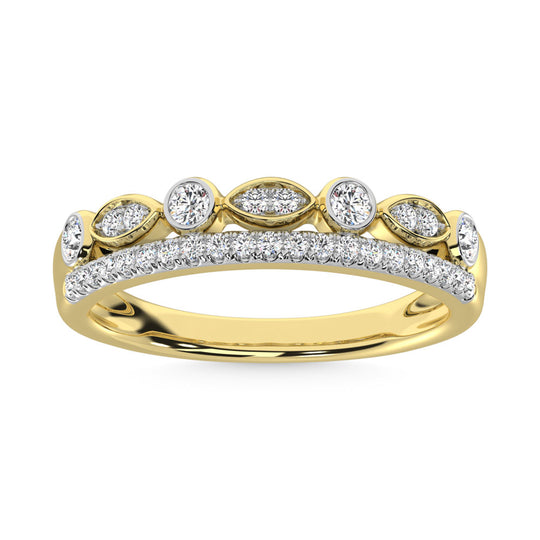 Diamante de oro amarillo de 14 quilates de 1/3 qt. total Anillo apilable