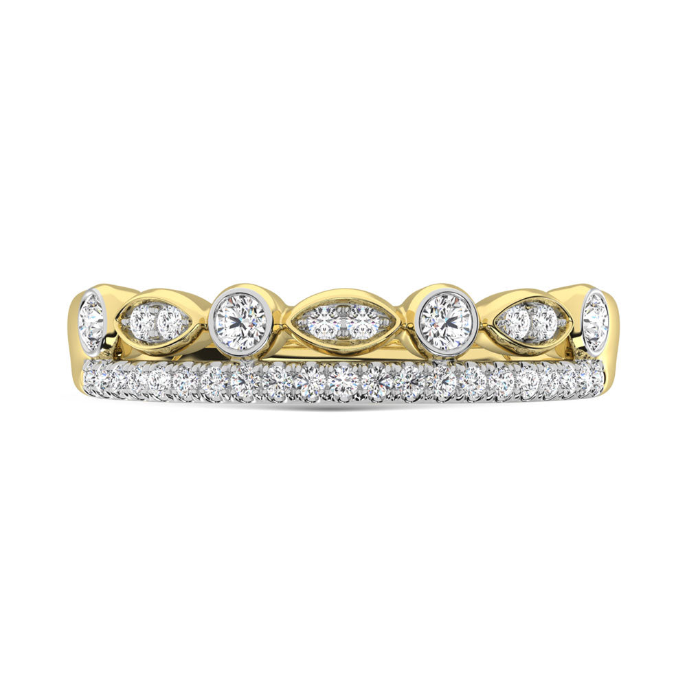Diamante de oro amarillo de 14 quilates de 1/3 qt. total Anillo apilable