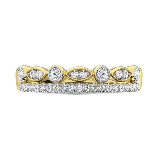 Diamante de oro amarillo de 14 quilates de 1/3 qt. total Anillo apilable