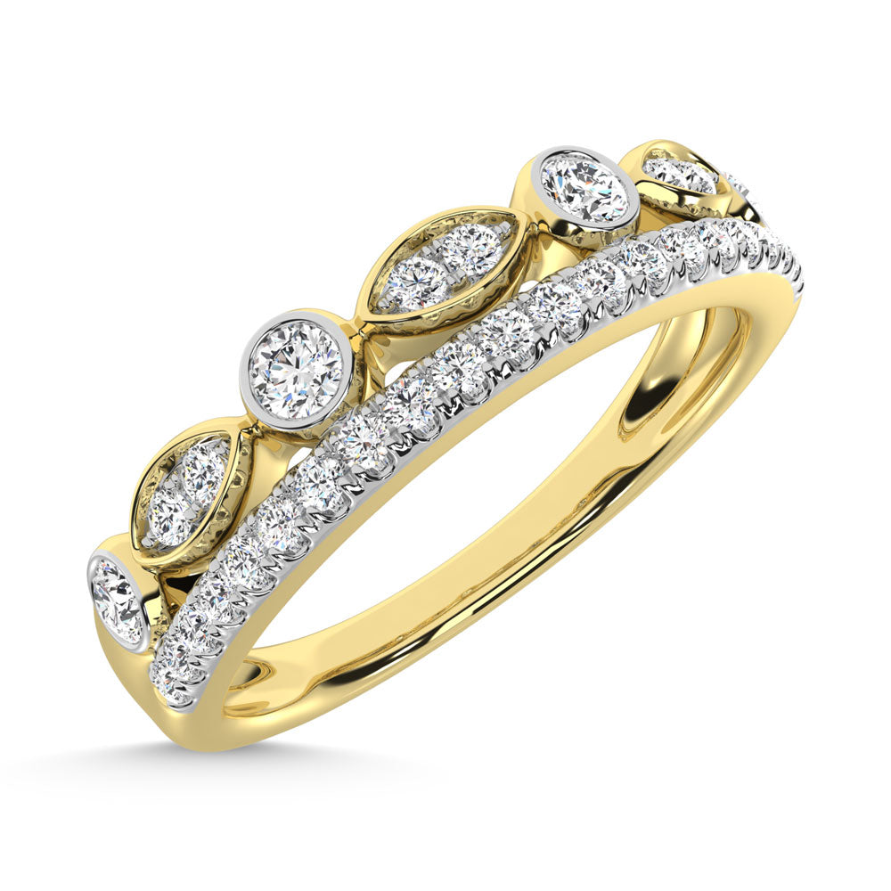 Diamante de oro amarillo de 14 quilates de 1/3 qt. total Anillo apilable