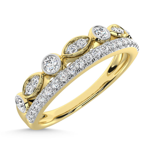 Diamante de oro amarillo de 14 quilates de 1/3 qt. total Anillo apilable