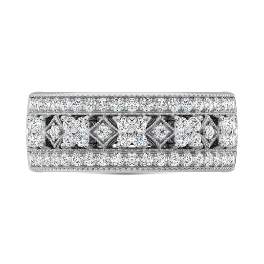 Oro blanco de 14 quilates con diamantes de 3/4 qt. total banda de moda