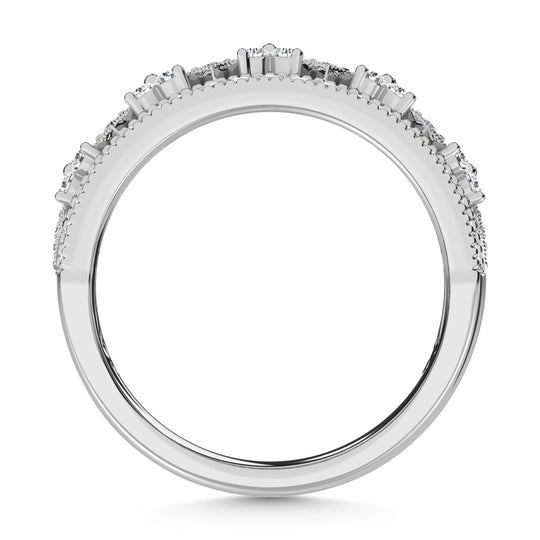 Oro blanco de 14 quilates con diamantes de 3/4 qt. total banda de moda
