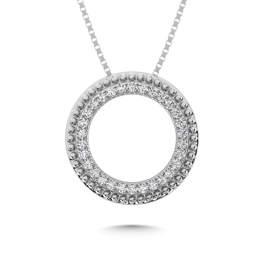 10K white gold with 1/5 ct. tw. diamond. Fashion pendant