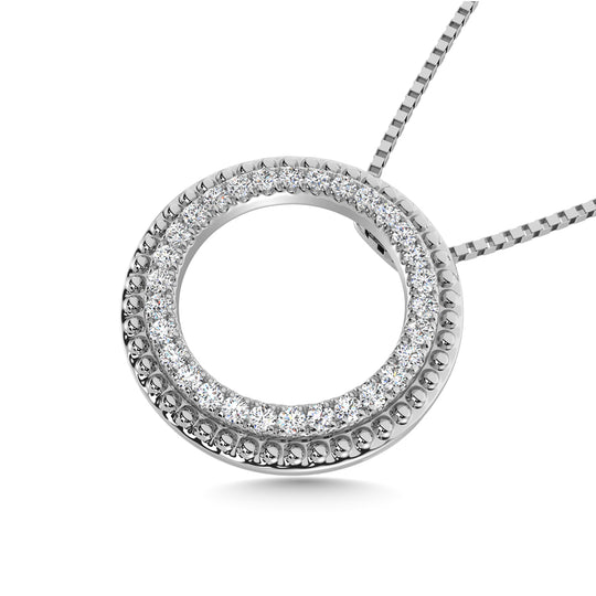 10K white gold with 1/5 ct. tw. diamond. Fashion pendant