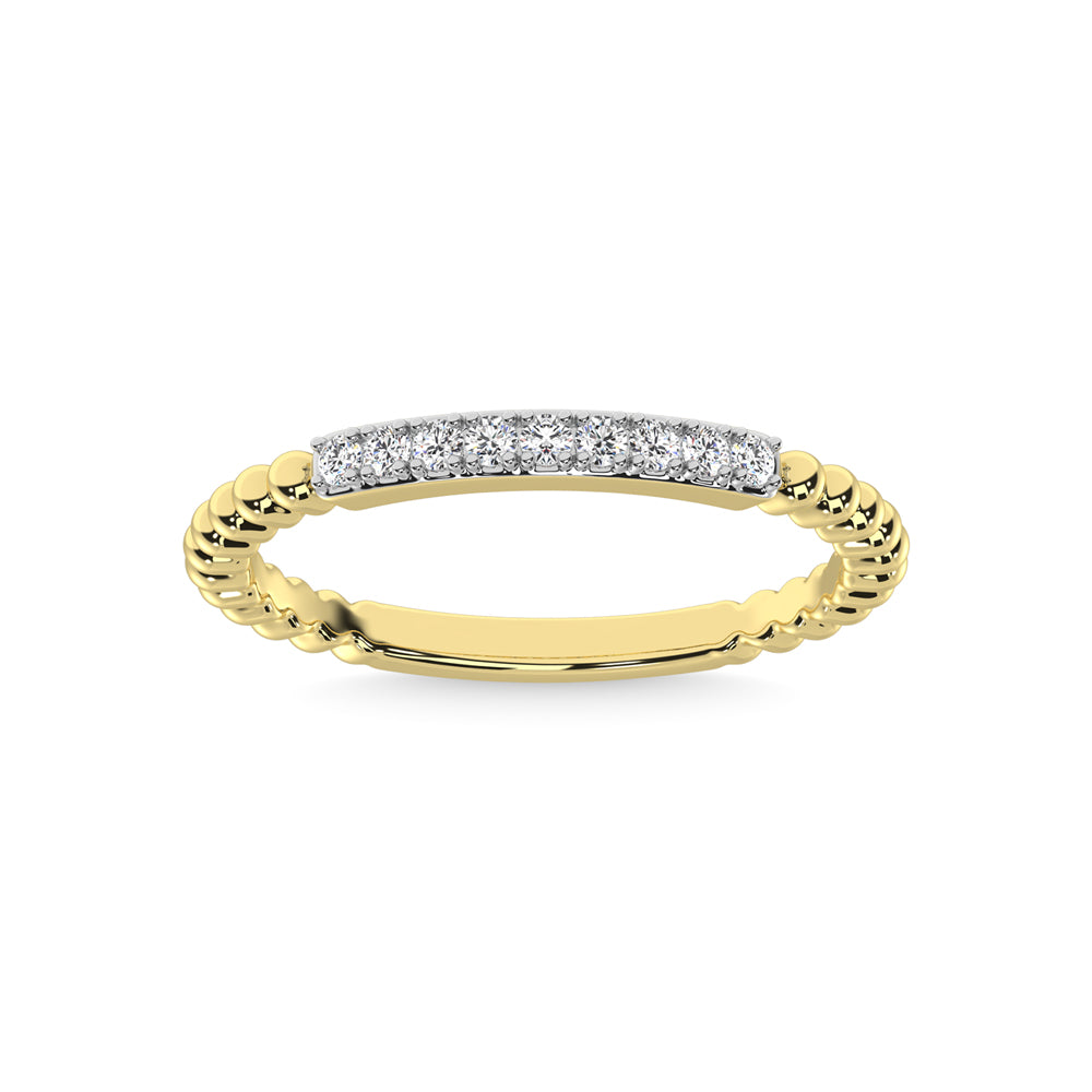 Diamante de oro amarillo de 14 quilates de 1/10 quilates total. Banda apilable