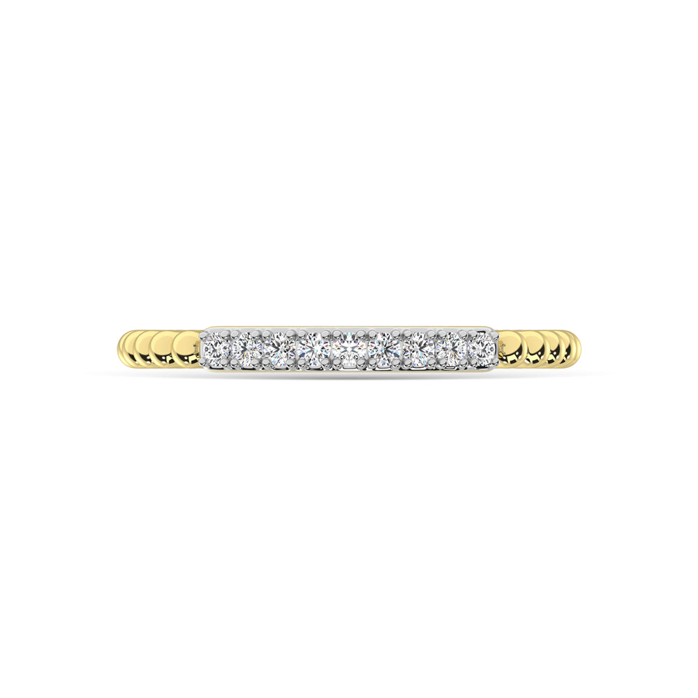 Diamante de oro amarillo de 14 quilates de 1/10 quilates total. Banda apilable