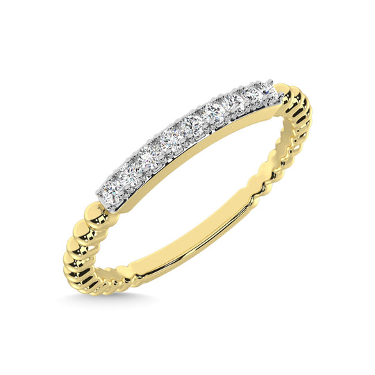 Diamante de oro amarillo de 14 quilates de 1/10 quilates total. Banda apilable