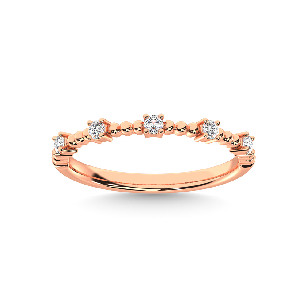 Diamante en oro rosa de 14 quilates de 1/10 quilates total. Banda apilable