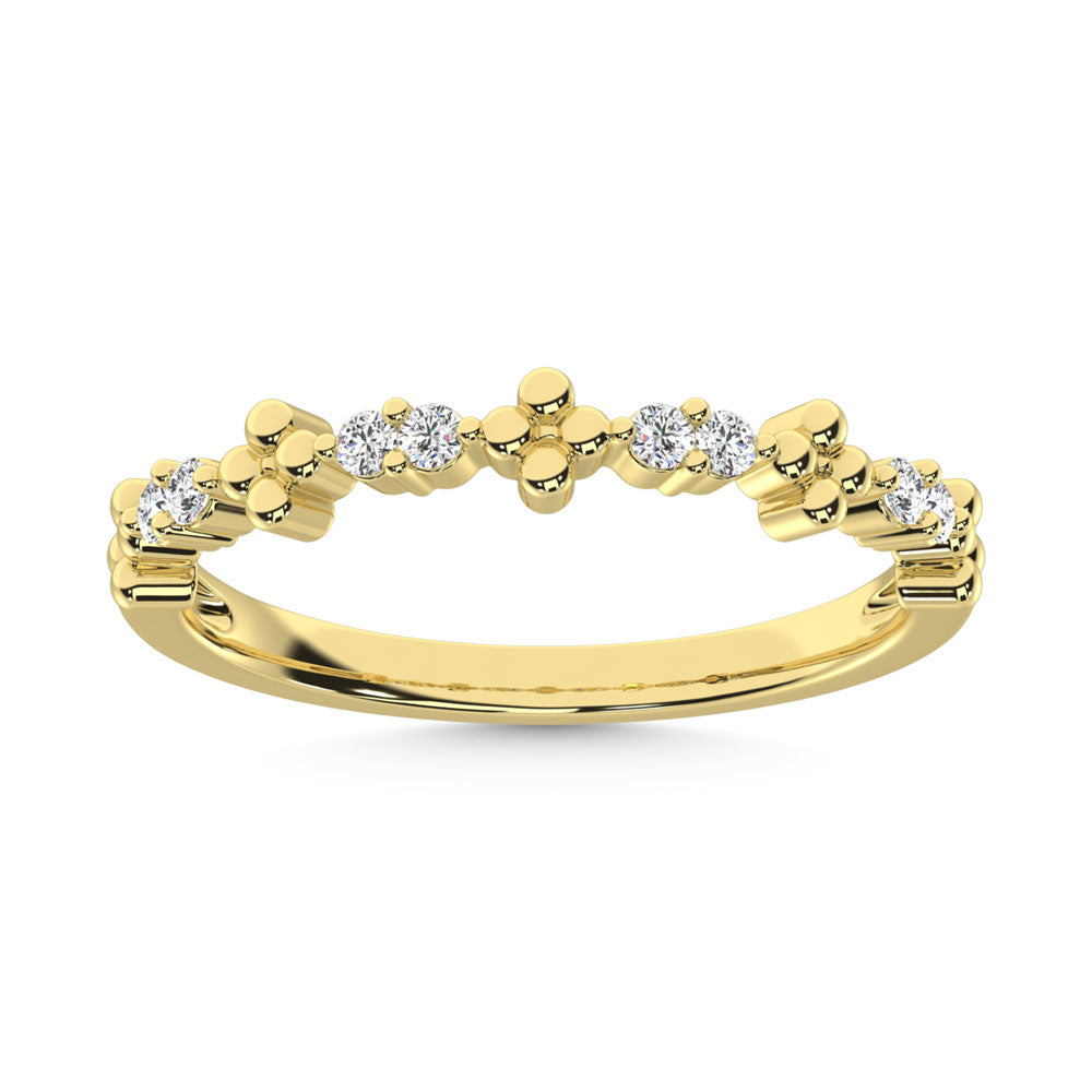 Diamante de oro amarillo de 14 quilates de 1/6 quilates total. Anillo apilable