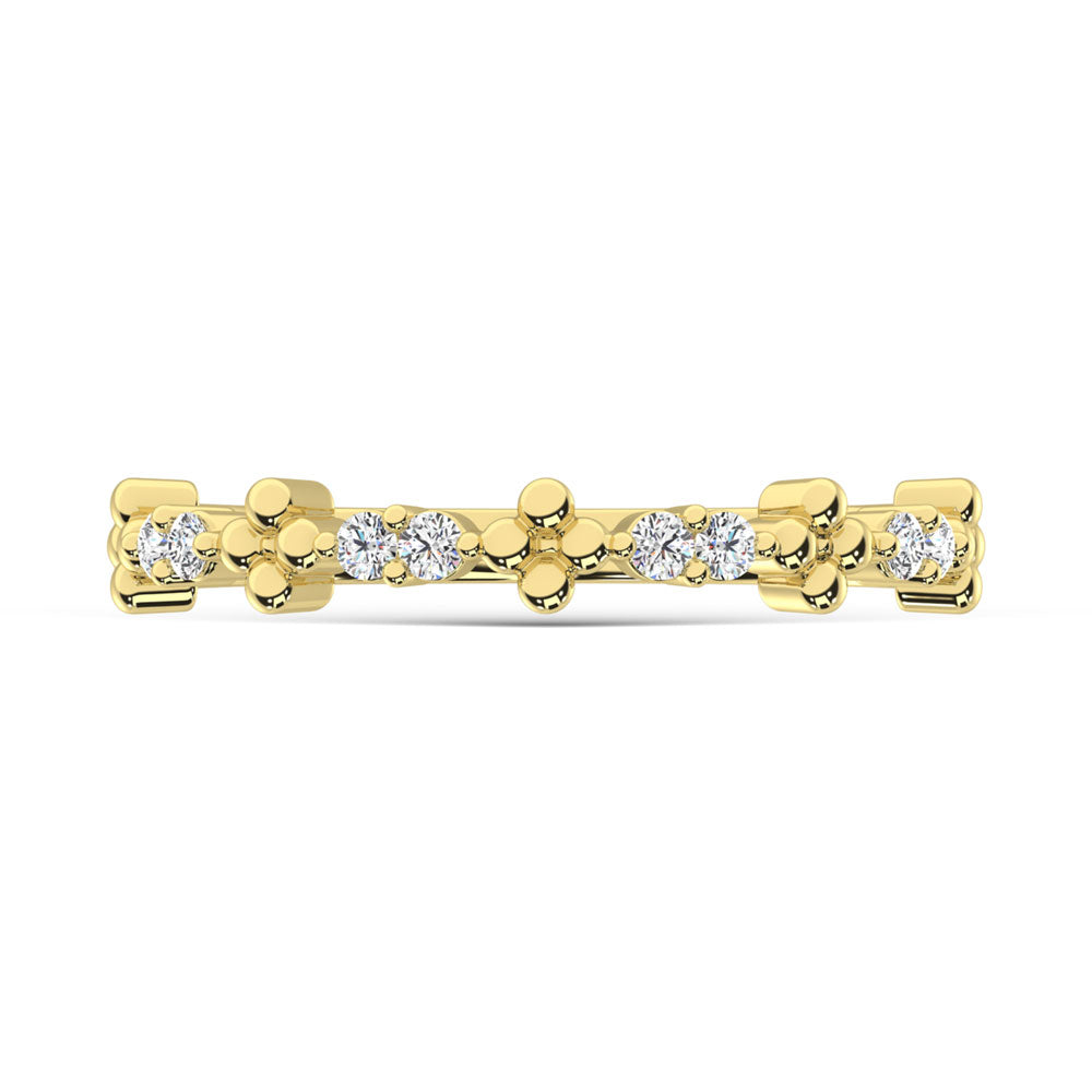 Diamante de oro amarillo de 14 quilates de 1/6 quilates total. Anillo apilable