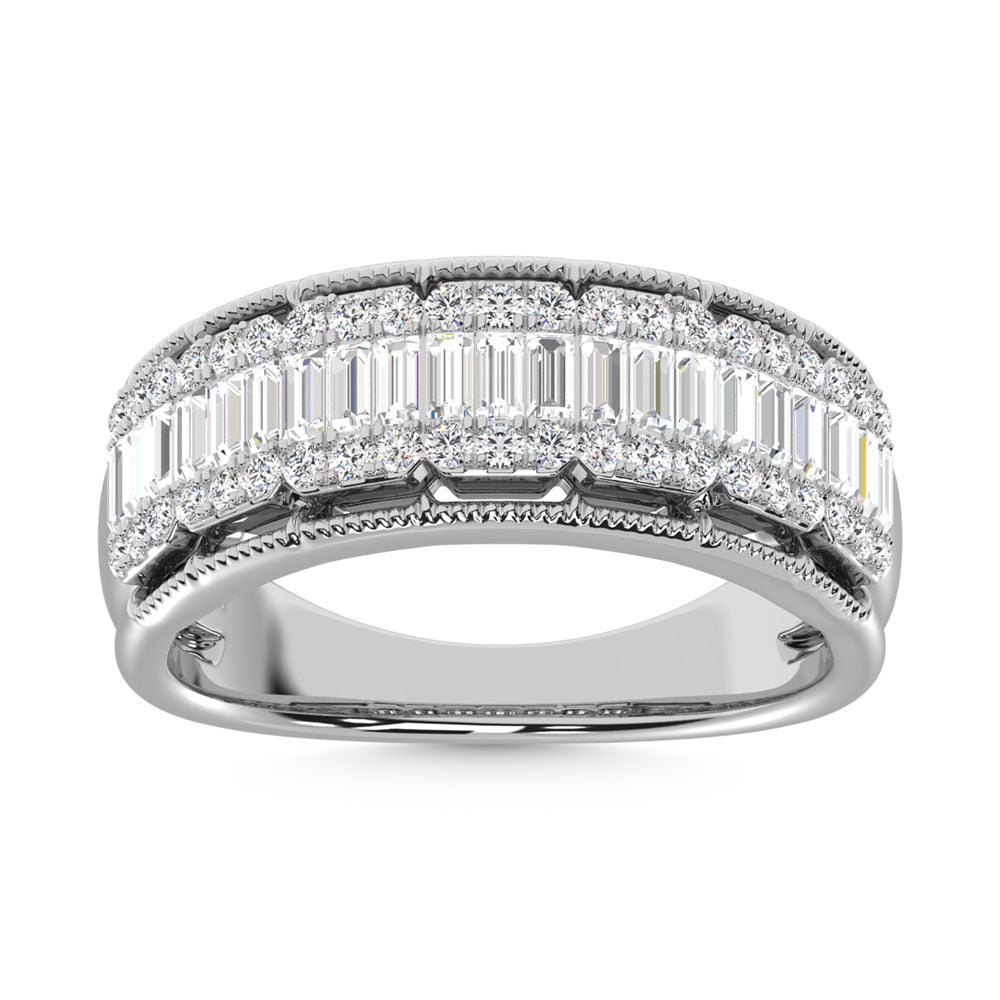 Oro blanco de 14 quilates con diamantes de 3/4 qt. total banda de moda