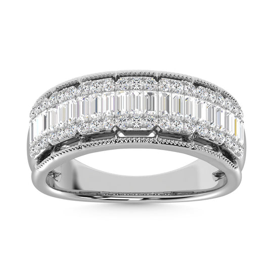 Oro blanco de 14 quilates con diamantes de 3/4 qt. total banda de moda