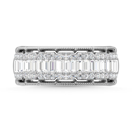 Oro blanco de 14 quilates con diamantes de 3/4 qt. total banda de moda