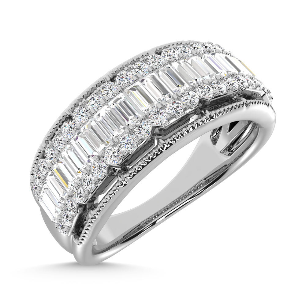 Oro blanco de 14 quilates con diamantes de 3/4 qt. total banda de moda