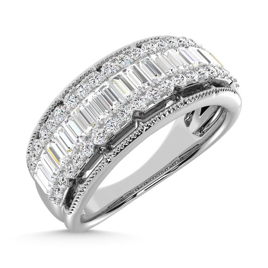 Oro blanco de 14 quilates con diamantes de 3/4 qt. total banda de moda
