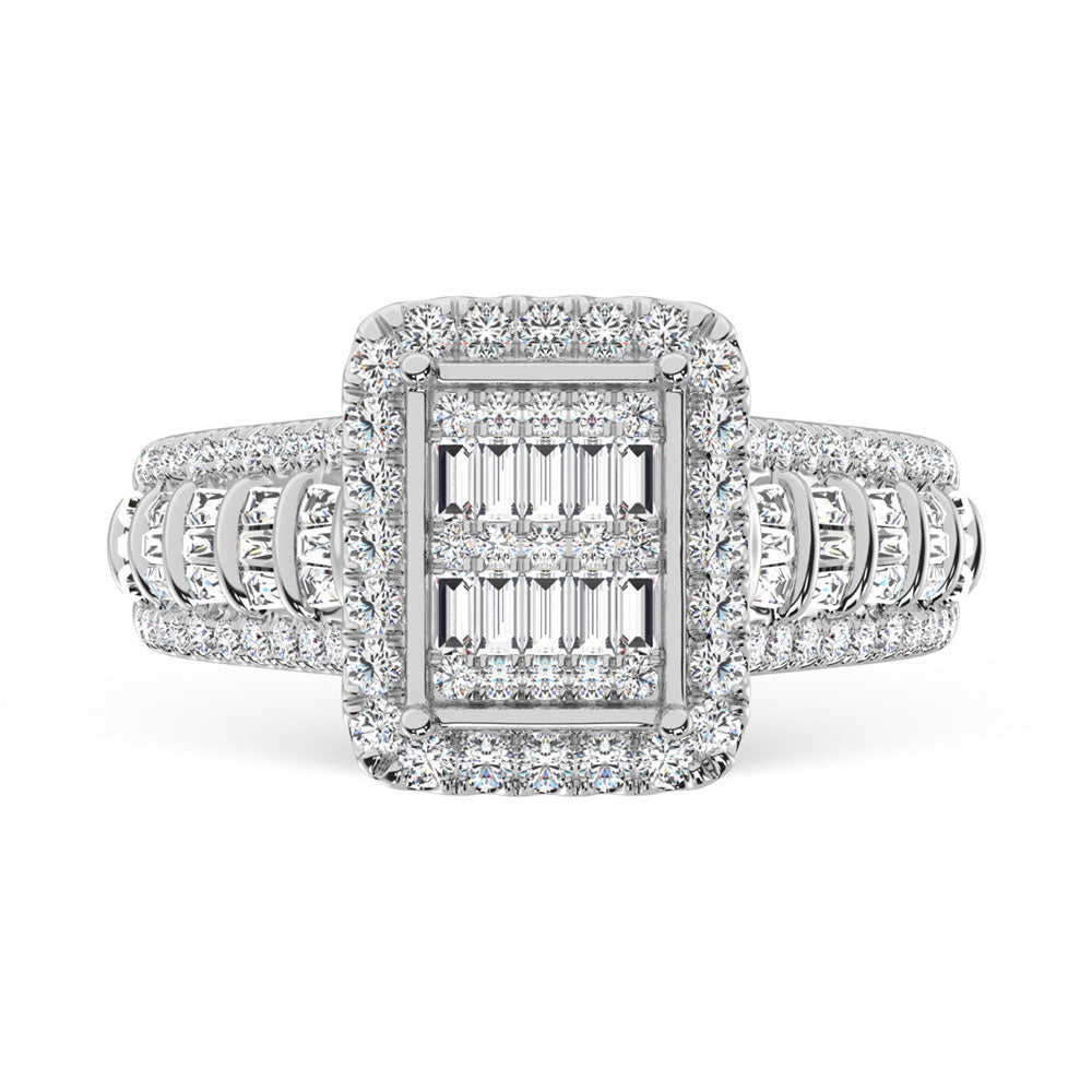 Diamante en oro blanco de 14 quilates de 1 qt. total Anillo de compromiso