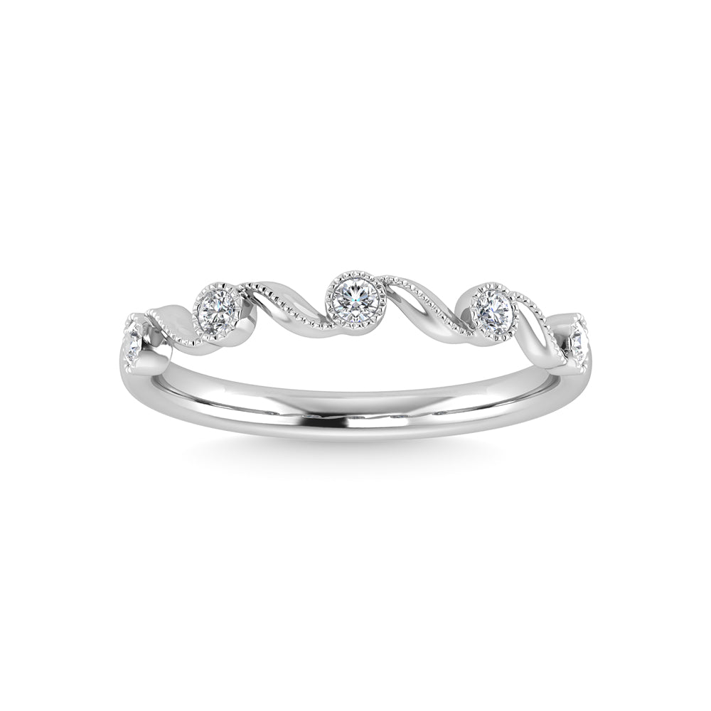 10K white gold 1/10 carat total diamond stackable ring