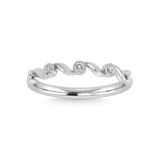 10K white gold 1/10 carat total diamond stackable ring