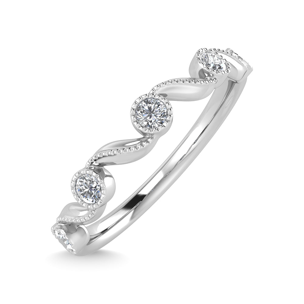 10K white gold 1/10 carat total diamond stackable ring