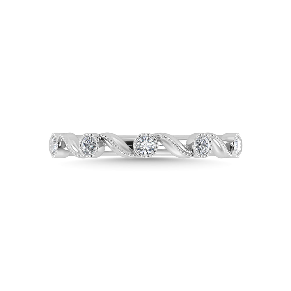 10K white gold 1/10 carat total diamond stackable ring