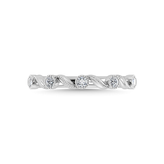 10K white gold 1/10 carat total diamond stackable ring