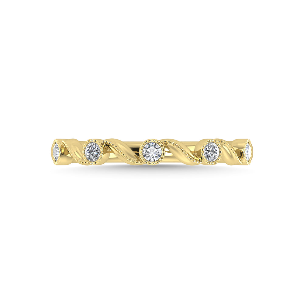 Diamante de oro amarillo de 10 quilates de 1/10 quilates total. Anillo apilable