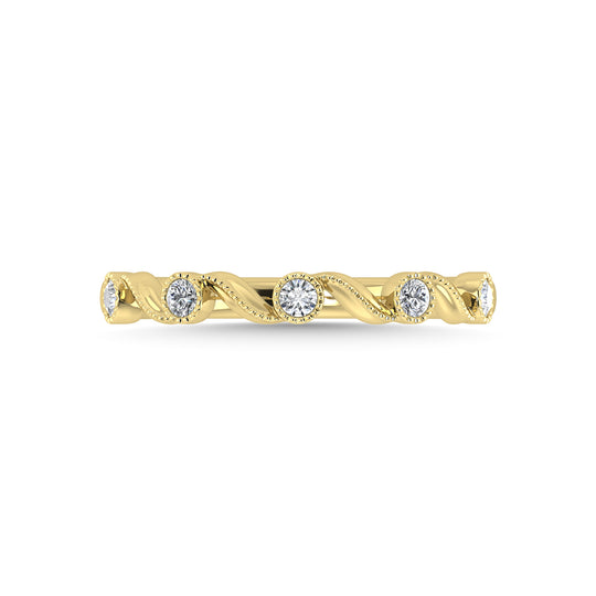 Diamante de oro amarillo de 10 quilates de 1/10 quilates total. Anillo apilable