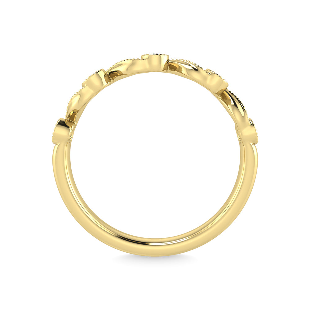 Diamante de oro amarillo de 10 quilates de 1/10 quilates total. Anillo apilable