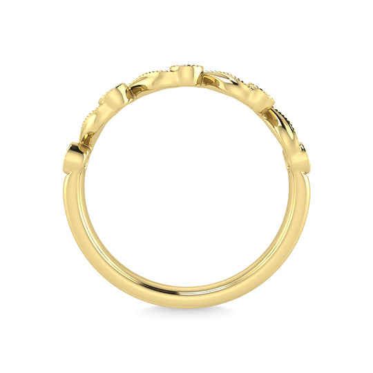 Diamante de oro amarillo de 10 quilates de 1/10 quilates total. Anillo apilable