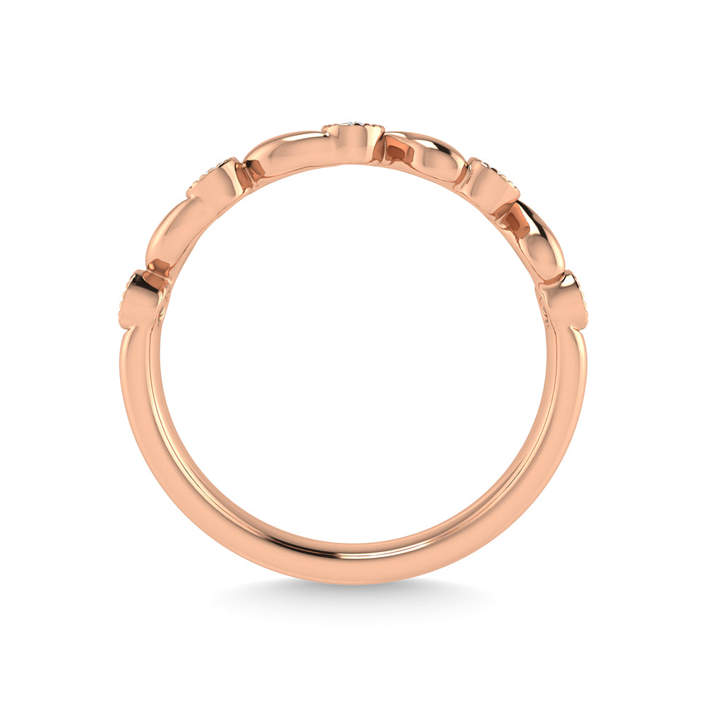 Diamante en oro rosa de 10 quilates de 1/10 quilates total. Banda apilable