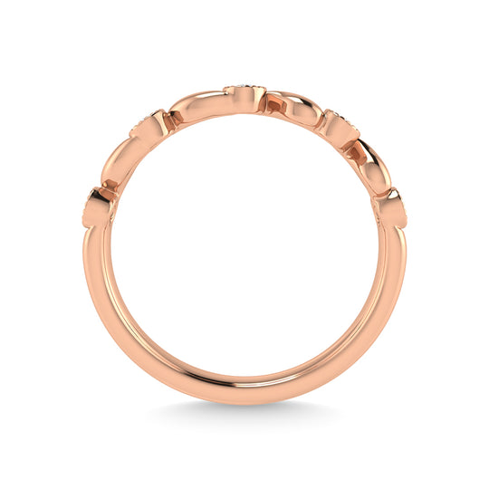 Diamante en oro rosa de 10 quilates de 1/10 quilates total. Banda apilable