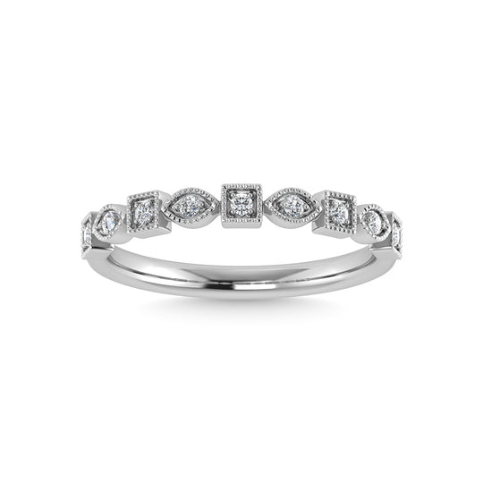 Diamante de oro blanco de 10 quilates de 1/10 quilates total. Banda apilable