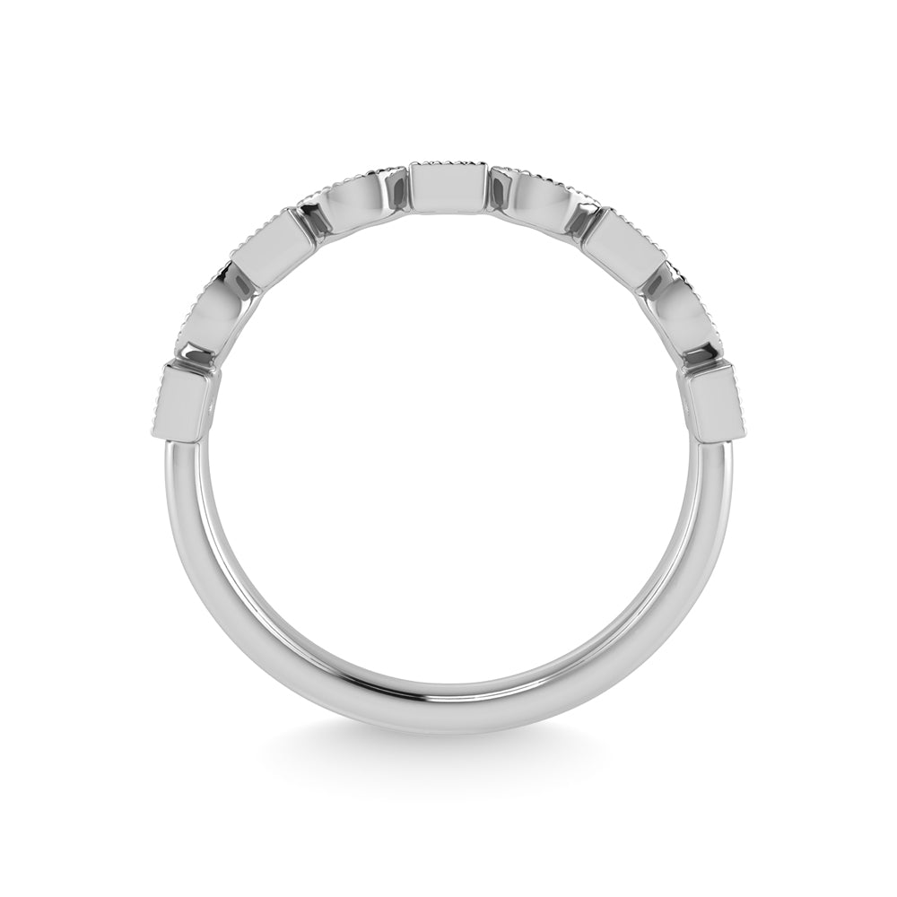 Diamante de oro blanco de 10 quilates de 1/10 quilates total. Banda apilable