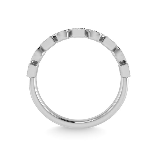 Diamante de oro blanco de 10 quilates de 1/10 quilates total. Banda apilable