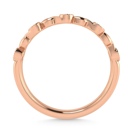 Diamante en oro rosa de 10 quilates de 1/10 quilates total. Banda apilable
