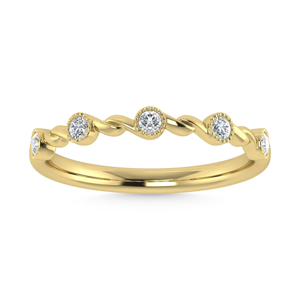 Diamante de oro amarillo de 10 quilates de 1/10 quilates total. Banda apilable