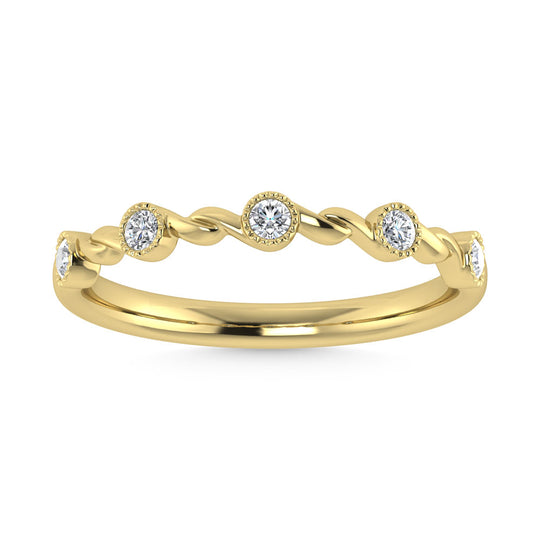 Diamante de oro amarillo de 10 quilates de 1/10 quilates total. Banda apilable
